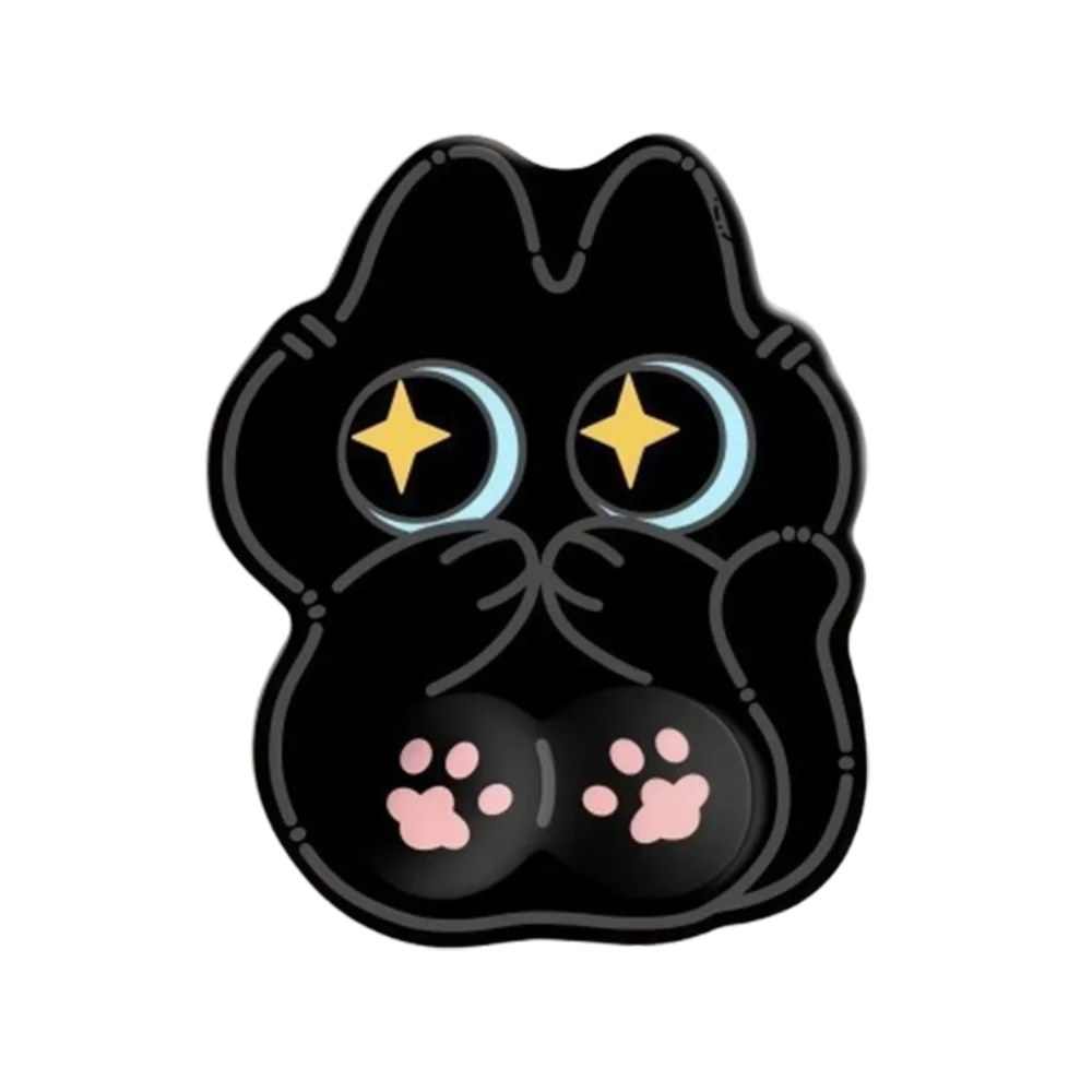 Kawaii Black Cat Mouse Pad with Wrist Rest | Non-Slip Rubber