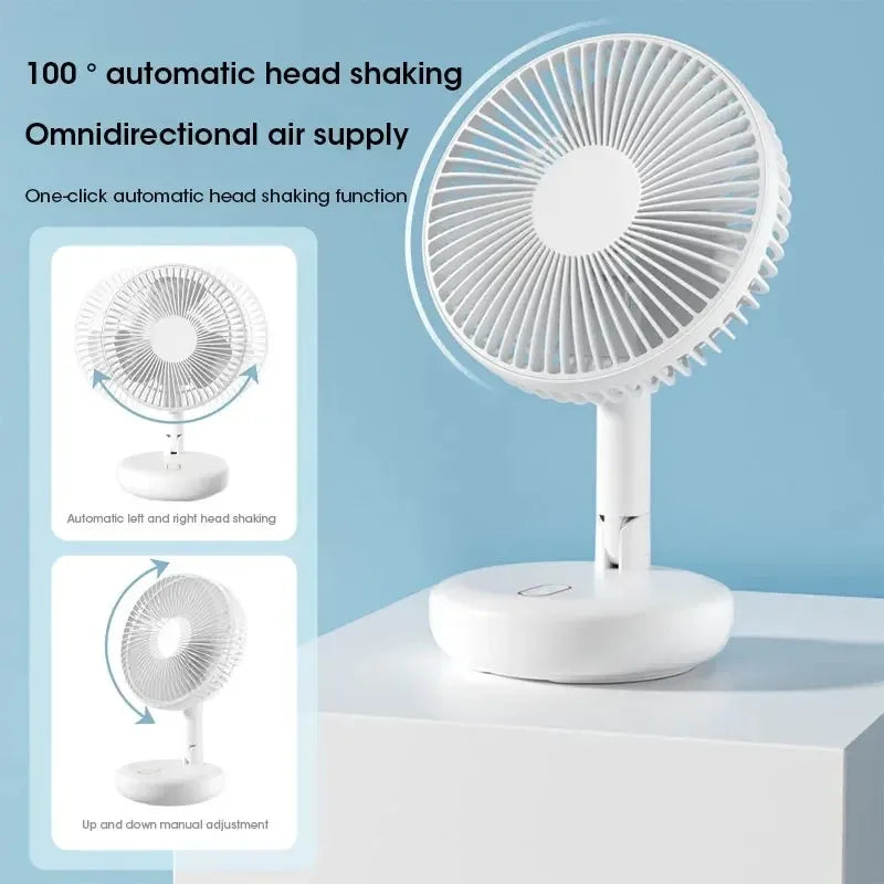 Folding Telescopic Floor Stand Fan Portable 6 Inch USB Rechargeable Adjustable Height Super Quiet 3 Speeds for Bedroom Peaceful Pleasures Health and Wellness