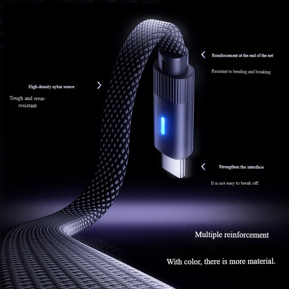 100W USB-C 90° Elbow Braided Fast Charging Cable – iPhone & Android