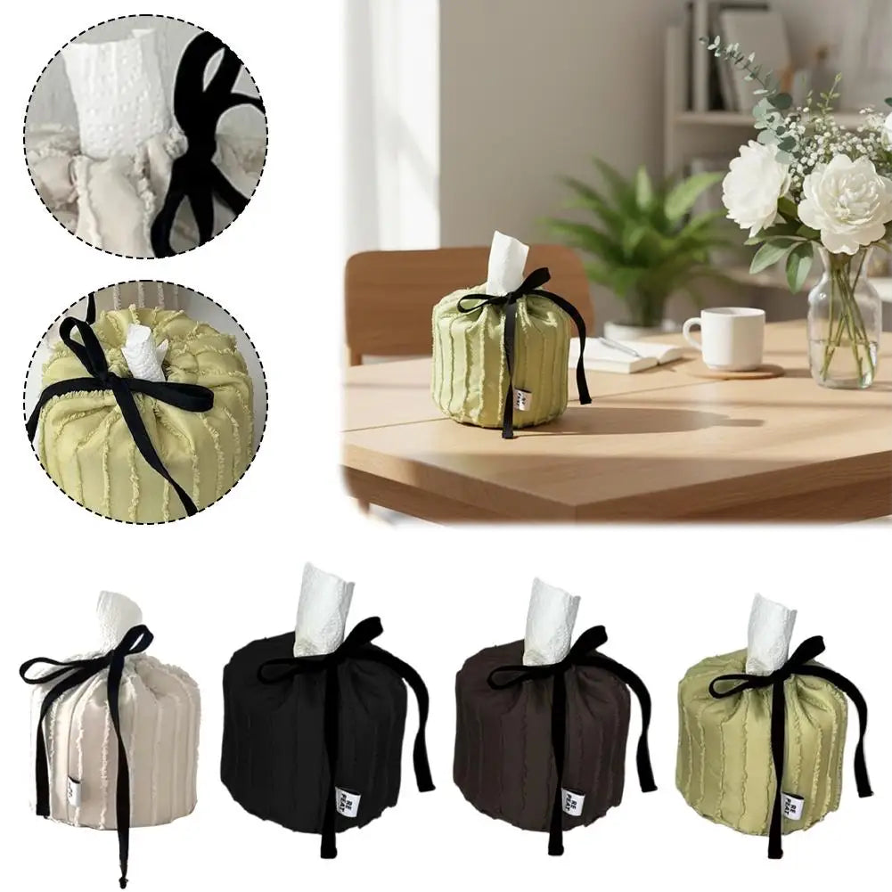 New Fringed Glossy Cloth Art Tissue Box Cover - New Style Decorative Small Square Storage Box For Living Room Kitchen Peaceful Pleasures Health and Wellness