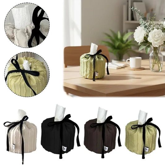 New Fringed Glossy Cloth Art Tissue Box Cover - New Style Decorative Small Square Storage Box For Living Room Kitchen Peaceful Pleasures Health and Wellness