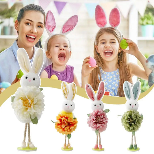 Easter Bunny Figurine | Spring Floral Rabbit Desktop Ornament Easter Bunny Figurine Peaceful Pleasures Health and Wellness