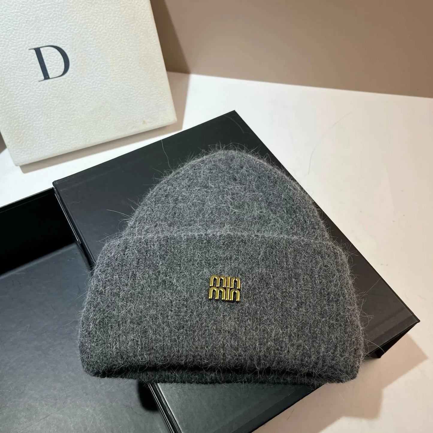 Women's Rabbit Fur Knit Beanie | Warm Winter Ear Protection Hat
