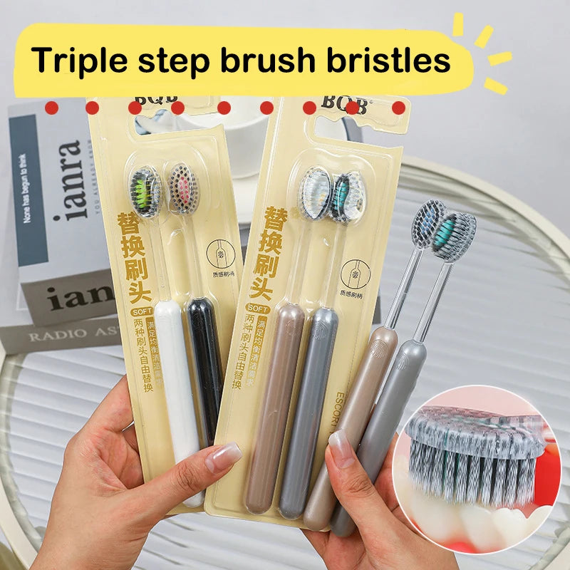 2Pcs Mouth Clean Toothbrush Ultra-Fine Soft Hard Bristle Toothbrush Deep Cleaning For Adults Whitening Teeth Peaceful Pleasures Health and Wellness