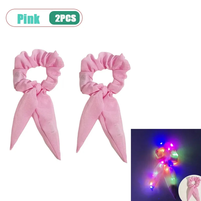 LED Light-Up Bow Scrunchie | Glowing Hair Tie for Parties