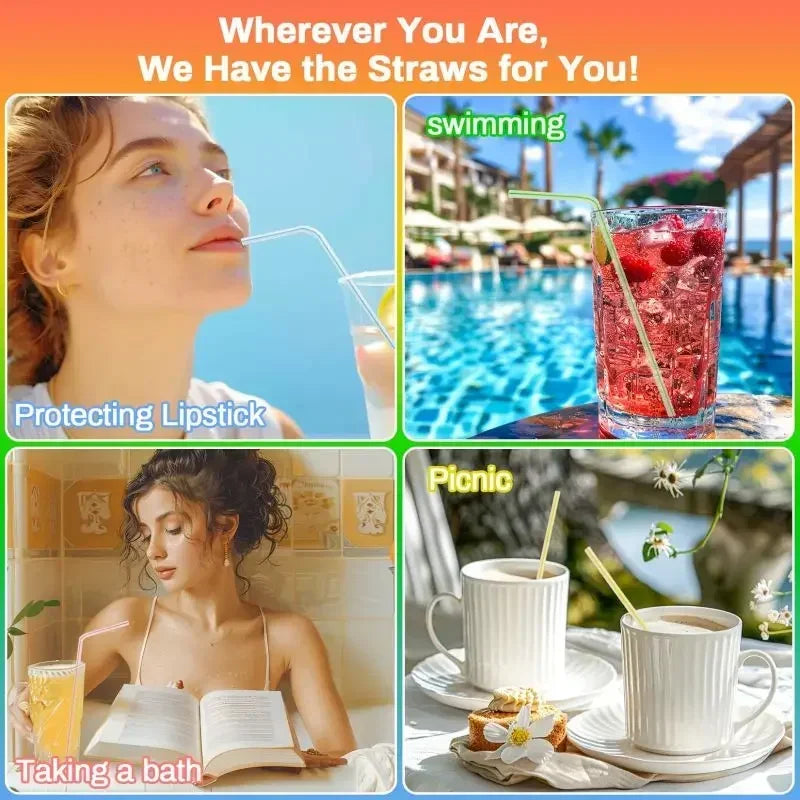 Colorful Flexible Plastic Drinking Straws – Bulk 100–1000 Pack