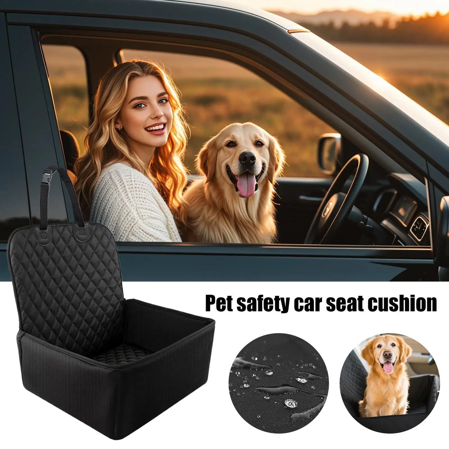 Waterproof Dog Booster Car Seat with Storage Pockets