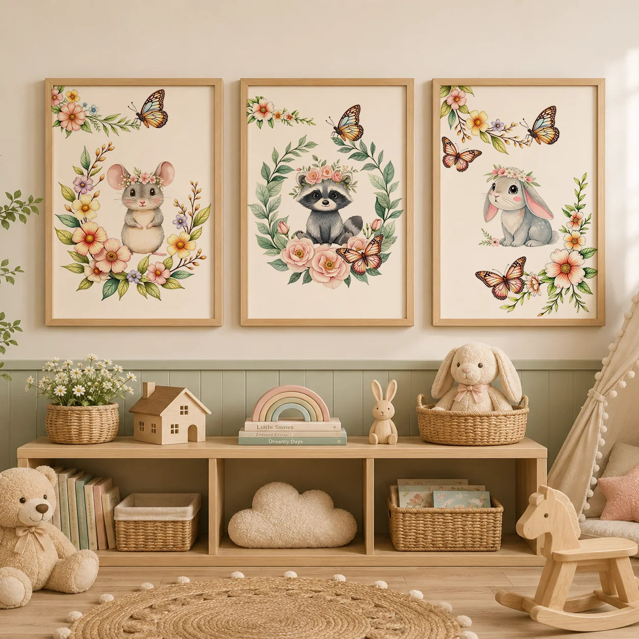 Custom Name Nursery Canvas Wall Art – Animals & Wildflowers Personalized Canvas Print Peaceful Pleasures Health and Wellness