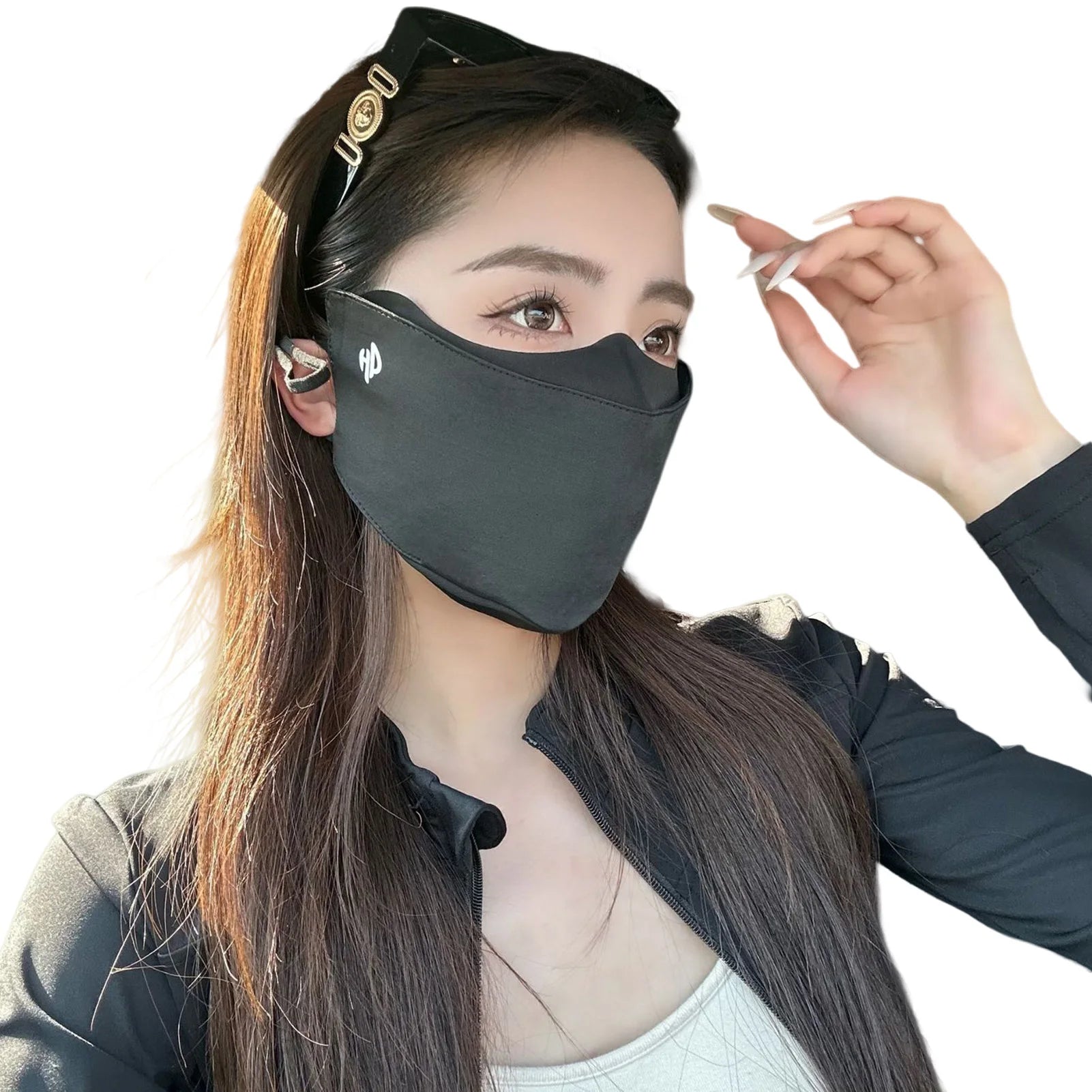 Ice Silk Sun Protections Mask For Women UPF50+ UV Protections Full Face-Cover Summer Outdoor Use Peaceful Pleasures Health and Wellness black