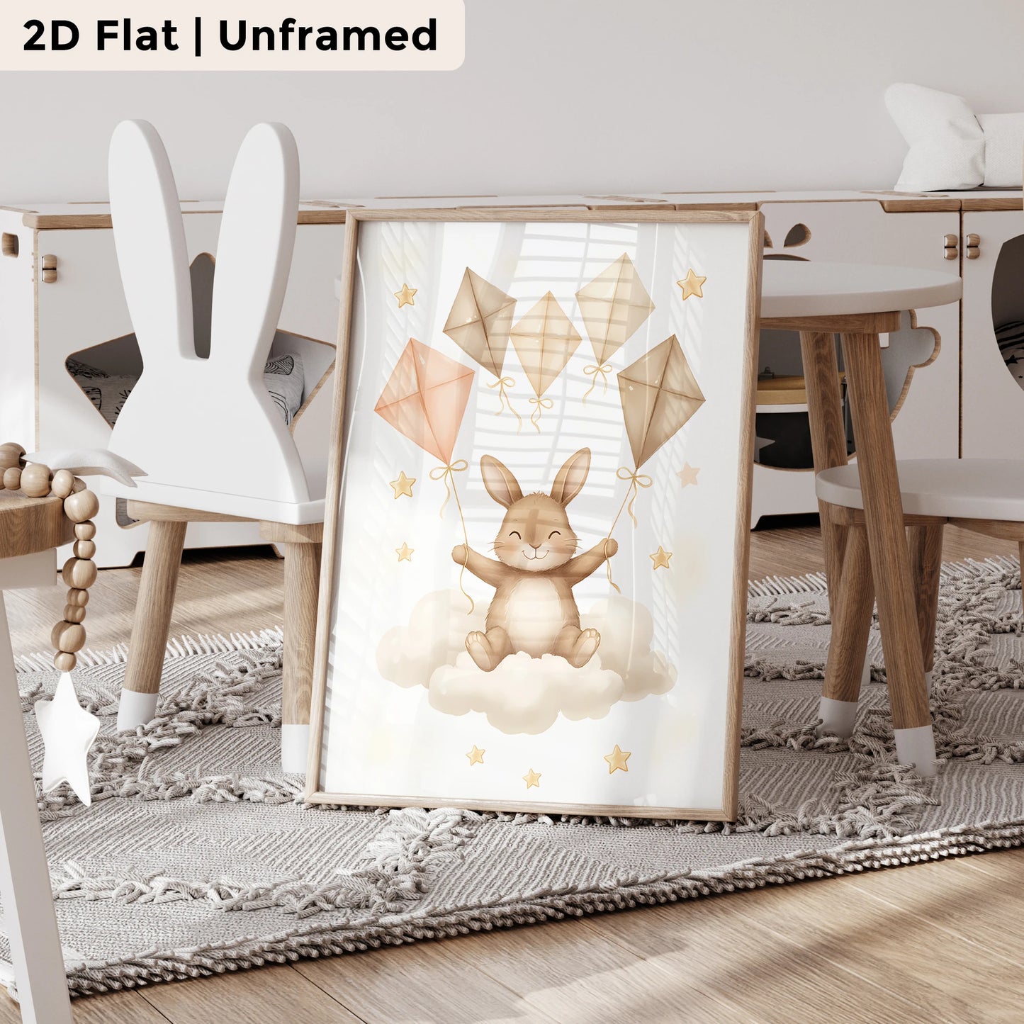 3-Piece Cartoon Balloon Bear Rabbit Canvas Wall Art Print Set