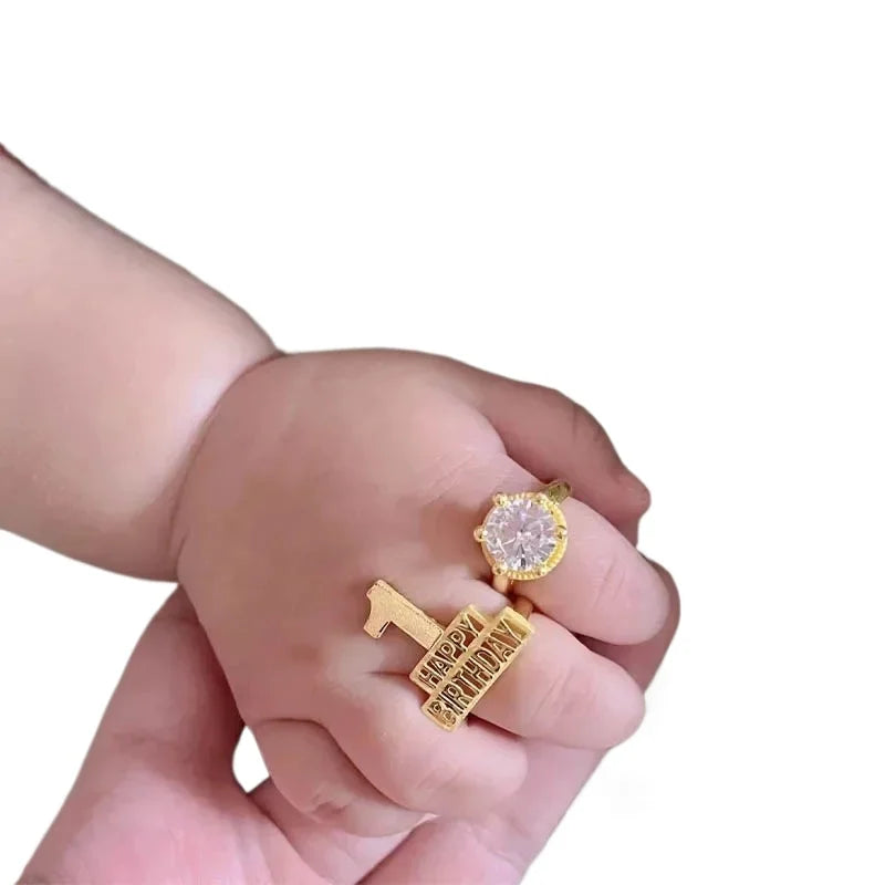 Baby Newborn Photography Prop1st Birthday Baby Zircon Ring Happy Birthday Rings -Toddler Infant 1st Anniversary Gift,ニューボーンフォト Peaceful Pleasures Health and Wellness