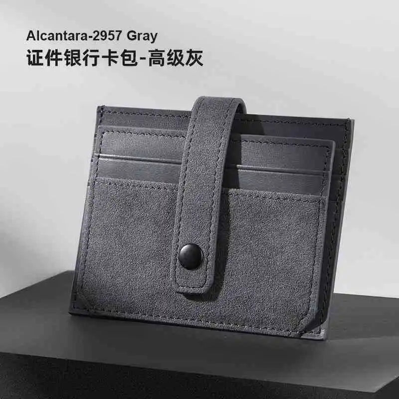 Ultra-Thin PU Leather Flip Card Holder | Mini ID Card Case Leather Card Holder Peaceful Pleasures Health and Wellness Dark Grey