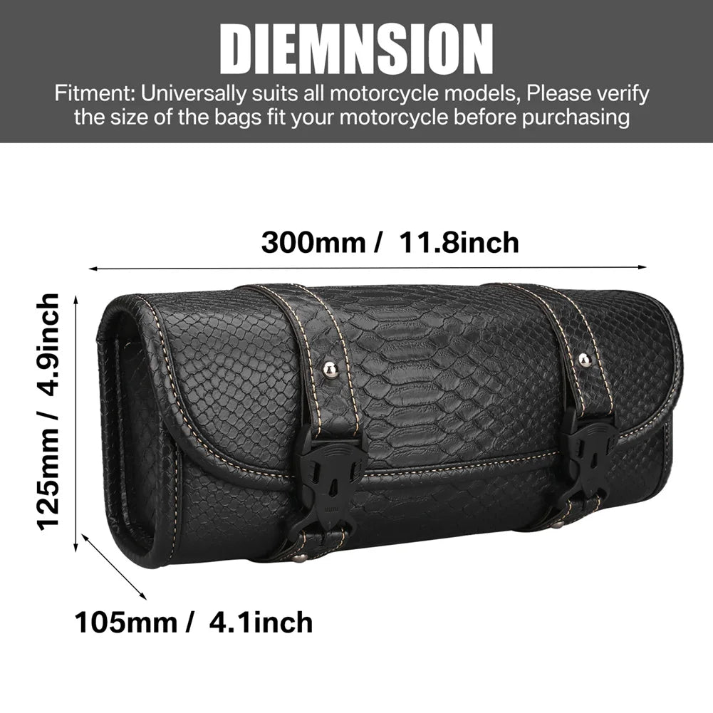 6 Style Motorcycle Tool Bag Waterproof PU Leather Universal Saddlebag Front Fork Handlebar Bags Luggage Storage Pouch For Harley Peaceful Pleasures Health and Wellness Snake L