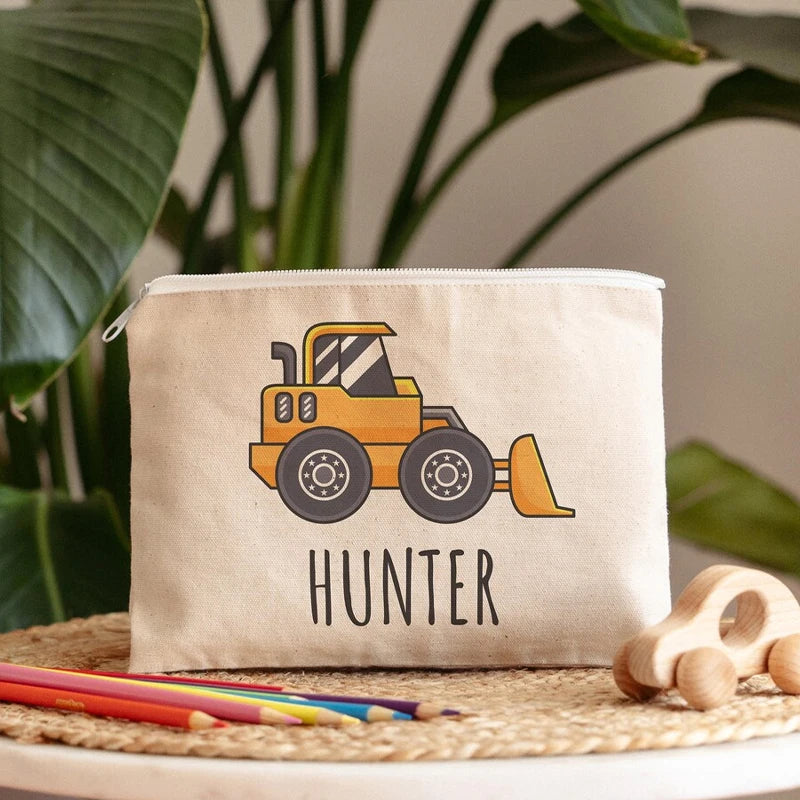 Personalized Tractor Pencil Case | Kids Zipper Pouch School Gift Personalized Pencil Case Peaceful Pleasures Health and Wellness