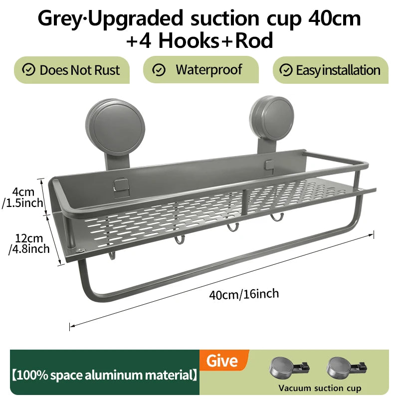 No-Drill Suction Cup Wall Rack | Kitchen & Bathroom Organizer