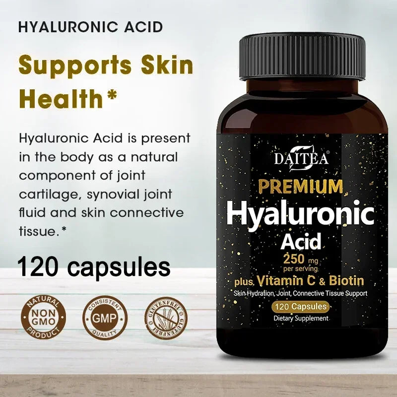 Hyaluronic Acid 250mg + Biotin & Vitamin C – 3-in-1 Capsules