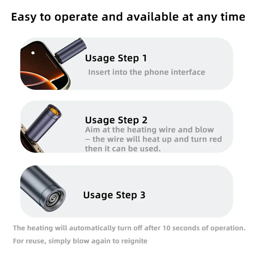 USB-C Flameless Electric Lighter | Blow Ignite & Auto Shut-Off