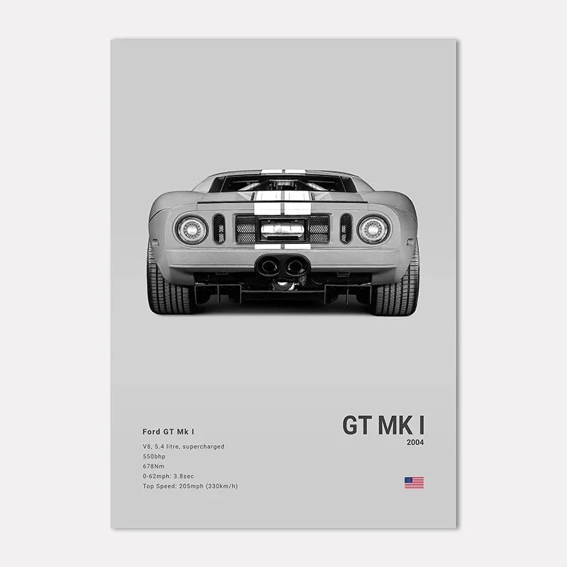 Famous Cars IE GT Canvas Wall Art Print Poster C C C Home Decor Modern Mural Unframed Birthday Gift Peaceful Pleasures Health and Wellness