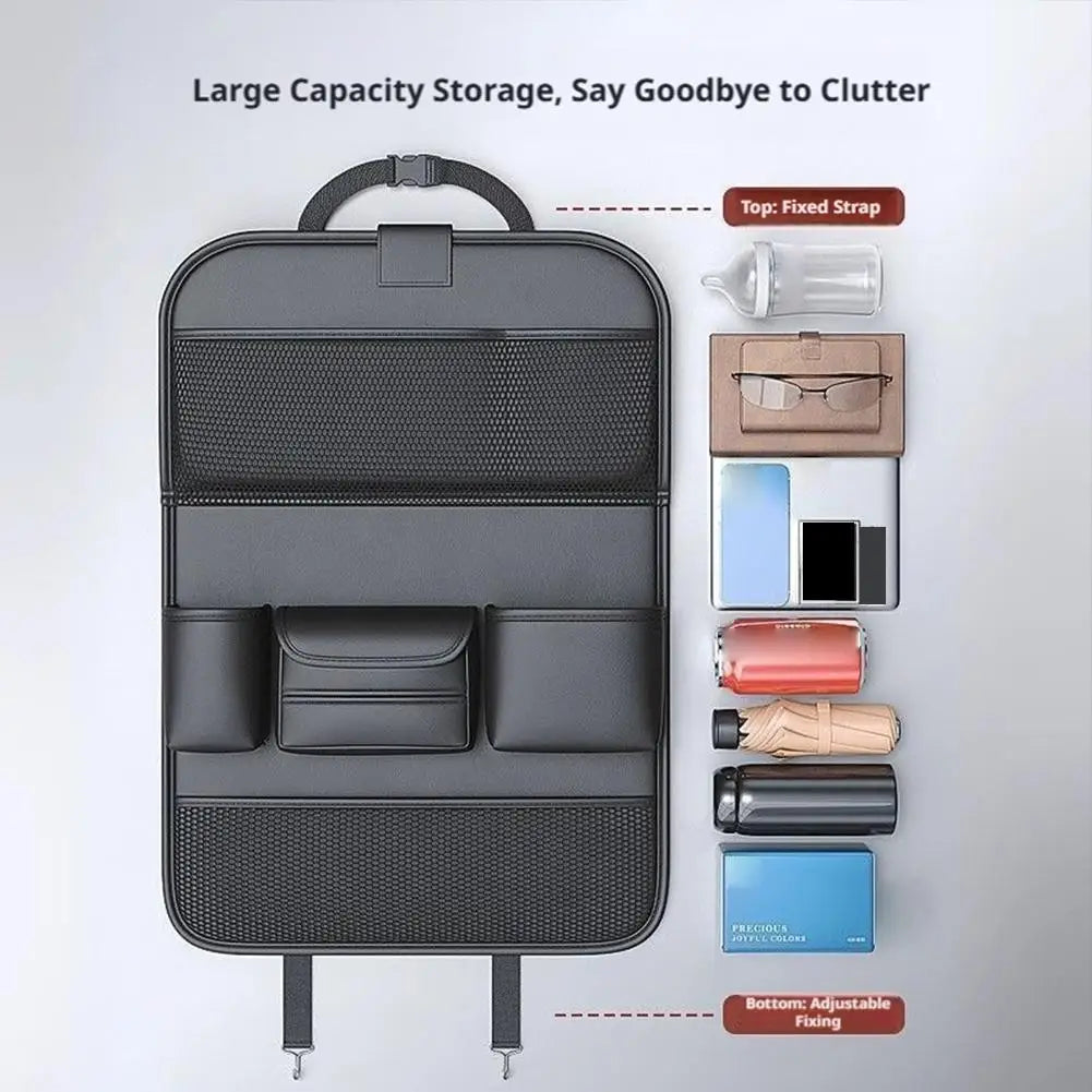 Car Backseat Organizer – 6 Pockets & Foldable Tray for iPad