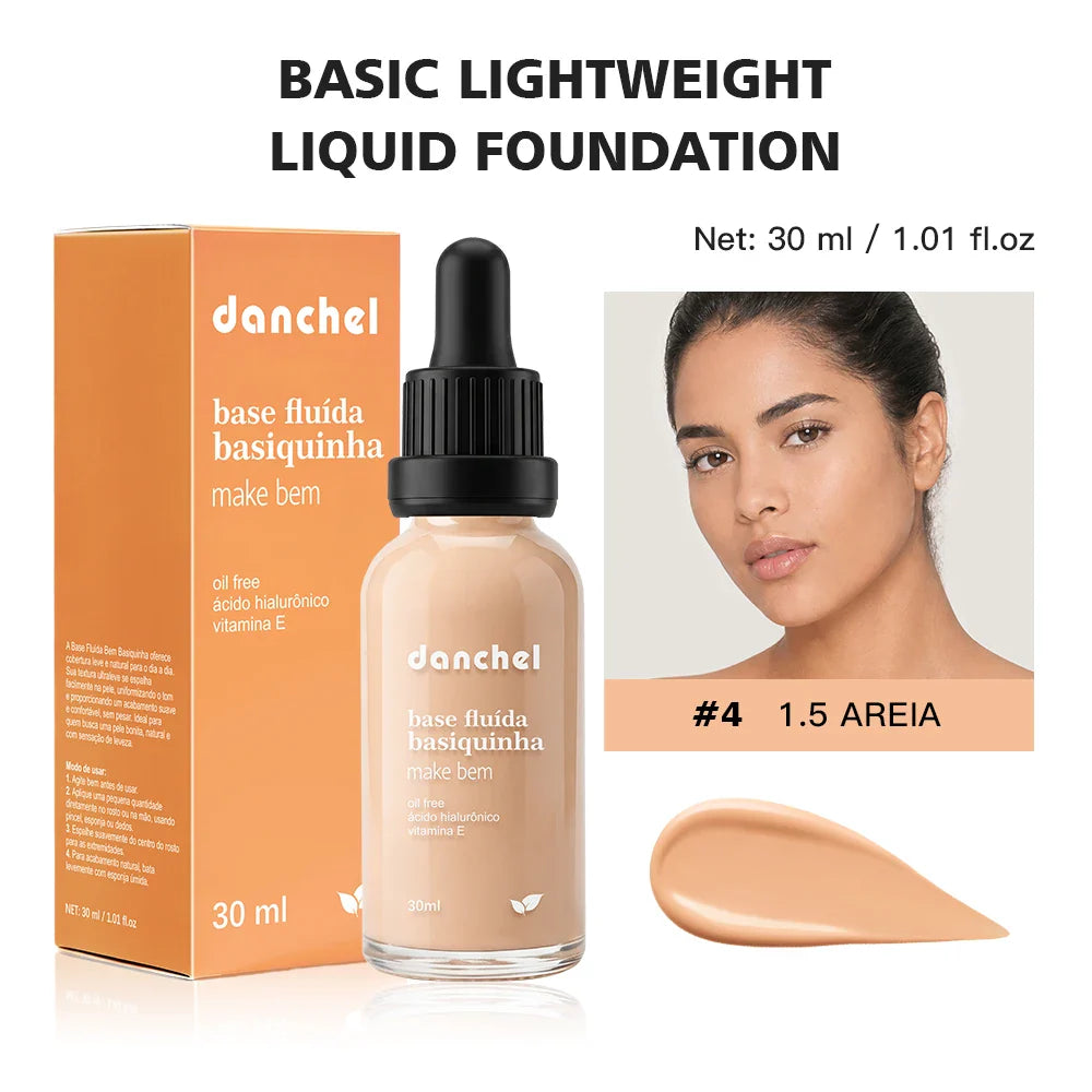 Danchel Matte Liquid Foundation – 12 Shades, Oil Control