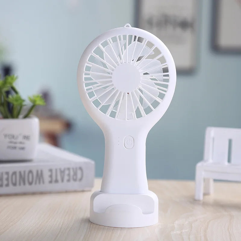 Cute Mini Portable Fan USB Charging 3-speed - Handheld Small Electric Fan Fan for Men and Women Suitable for Room Home Peaceful Pleasures Health and Wellness WHITE