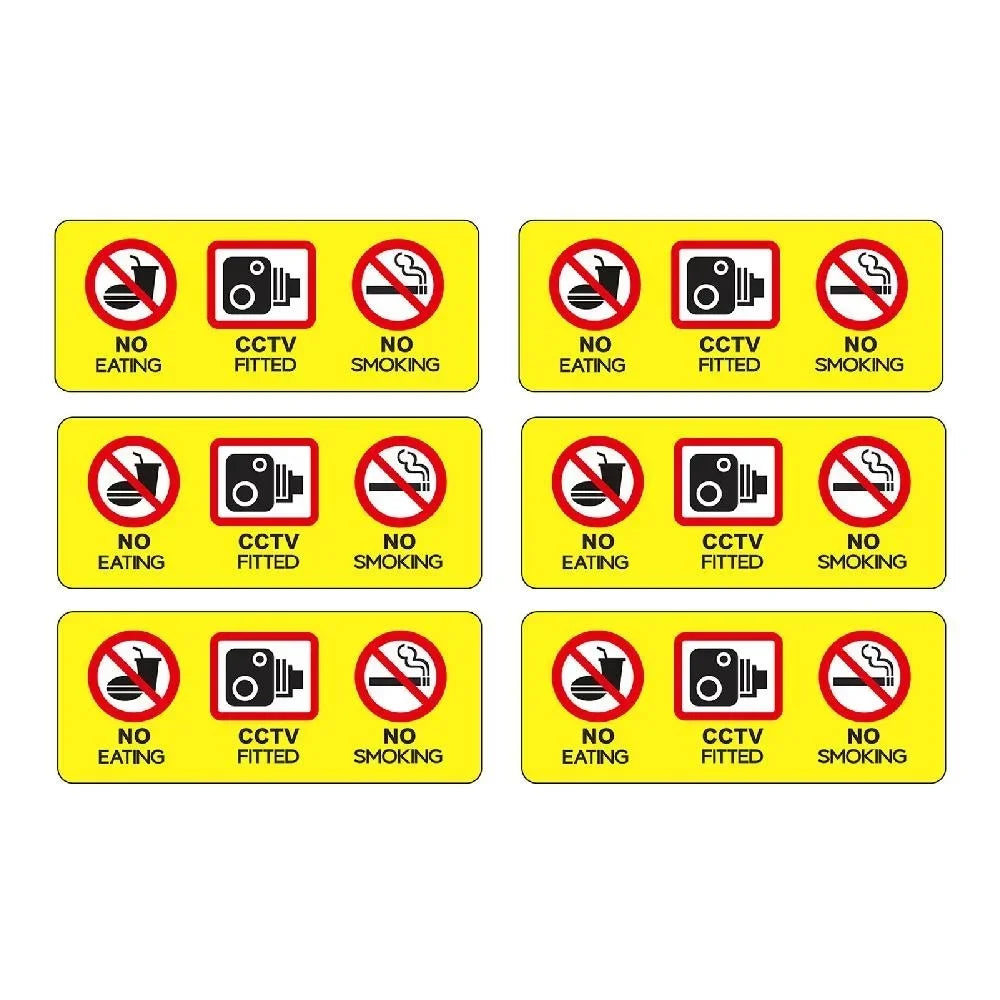 6 x No Eating Drinking Stickers Decal For Car Home Taxi Peaceful Pleasures Health and Wellness