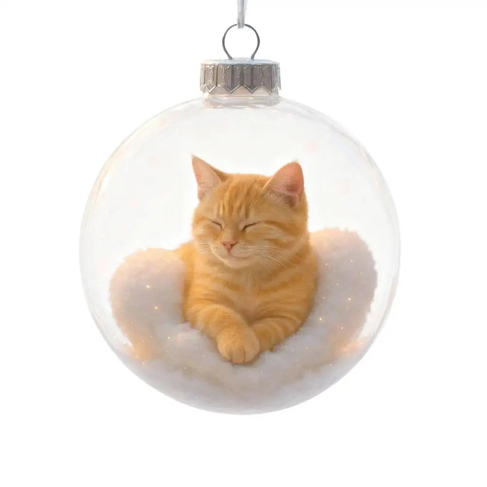 Cat Crystal Ball Acrylic Christmas Tree Ornaments | Holiday Décor