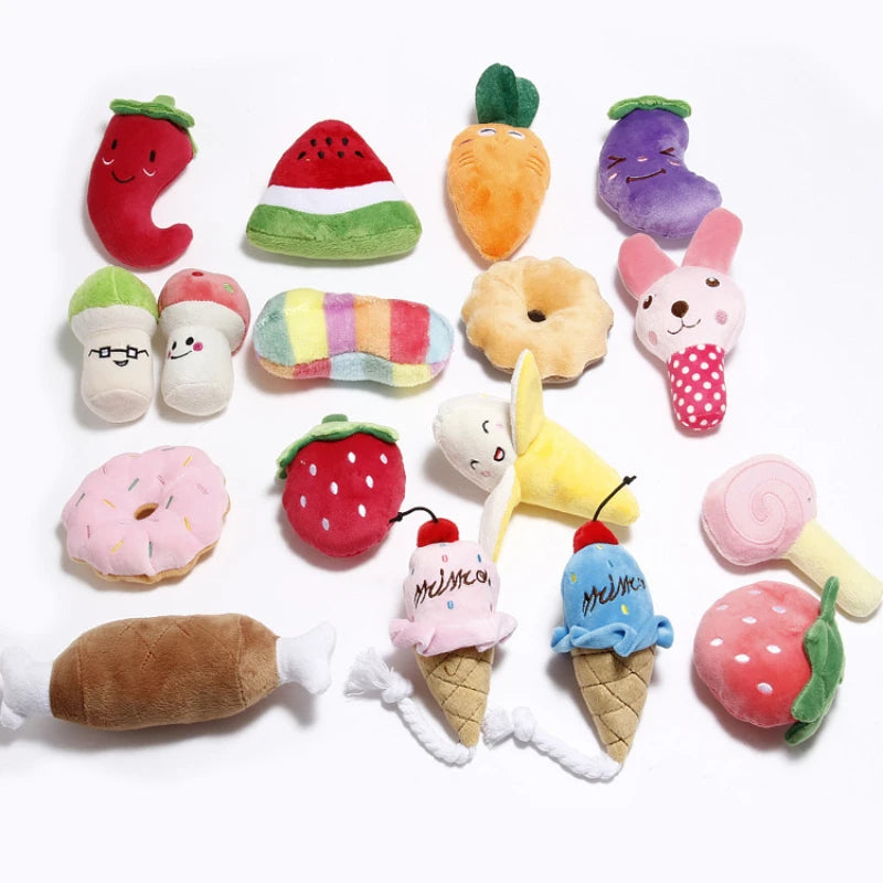 Pet Toys Plush Squeaky Toy Bite-Resistant Clean Dog Chew Puppy Training Toy Soft Banana Bone Vegetable Fruit Pet Supplies DC05 Peaceful Pleasures Health and Wellness