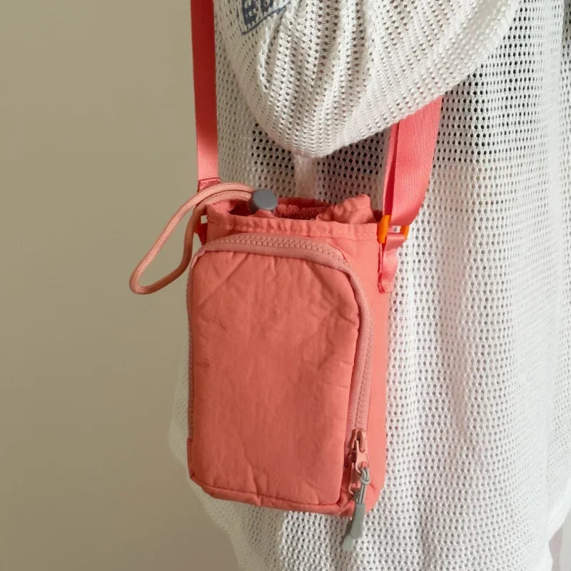 Single shoulder kettle bag, phone bag, waterproof yoga bag, sports outdoor portable bag, drawstring slanted back small bag Peaceful Pleasures Health and Wellness Orange