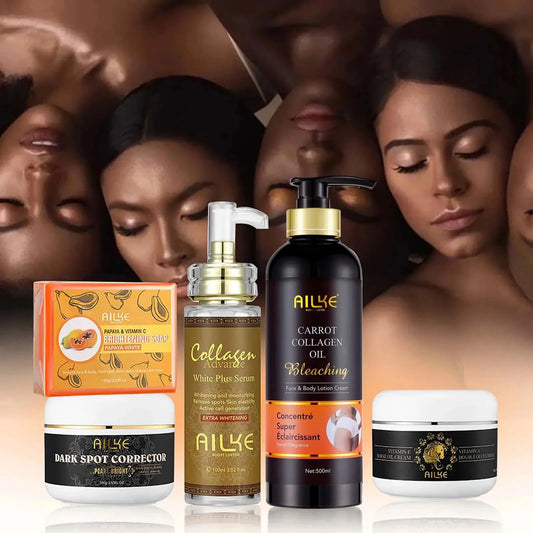 AILKE Collagen Skin Care Kit – Even Tone & Dark Spot Corrector Skin Care Kit Peaceful Pleasures Health and Wellness 5 in 1 Set United States