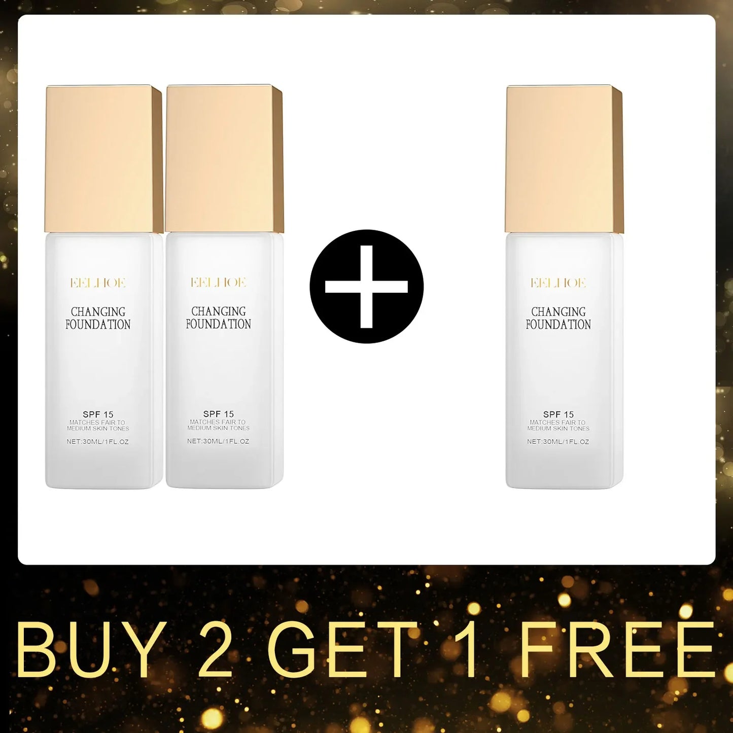 EELHOE Colour Changing Foundation SPF 15 Waterproof 30ml Peaceful Pleasures Health and Wellness Buy 2 for 1 Free