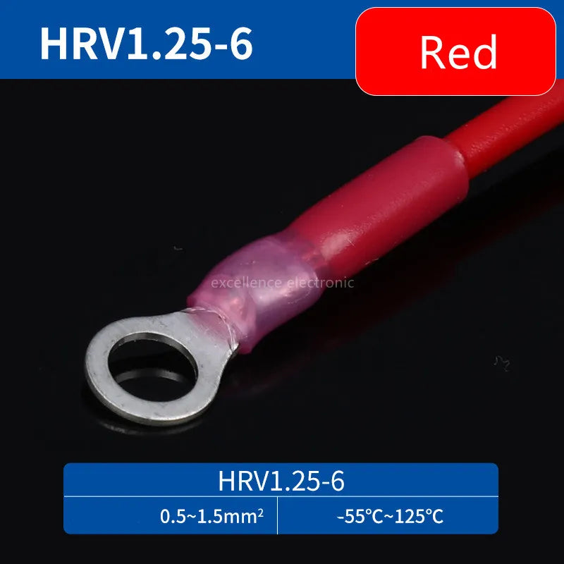 20PCS RV Circular Heat Shrink Waterproof End Male Female Plug Spring Quick Wiring Annular Pre Insulated Cold Pressed Terminal Peaceful Pleasures Health and Wellness RV1.25-M6 Red