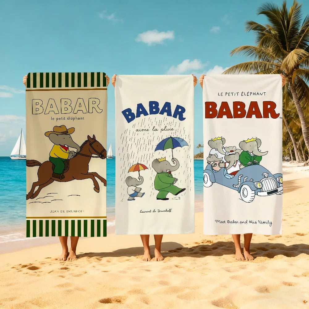 Babar Elephant Beach Towel – Quick Dry Soft Pool & Travel Towel Quick Dry Beach Towel Peaceful Pleasures Health and Wellness