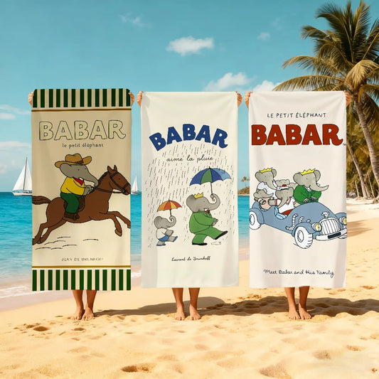 Babar Elephant Beach Towel – Quick Dry Soft Pool & Travel Towel Quick Dry Beach Towel Peaceful Pleasures Health and Wellness