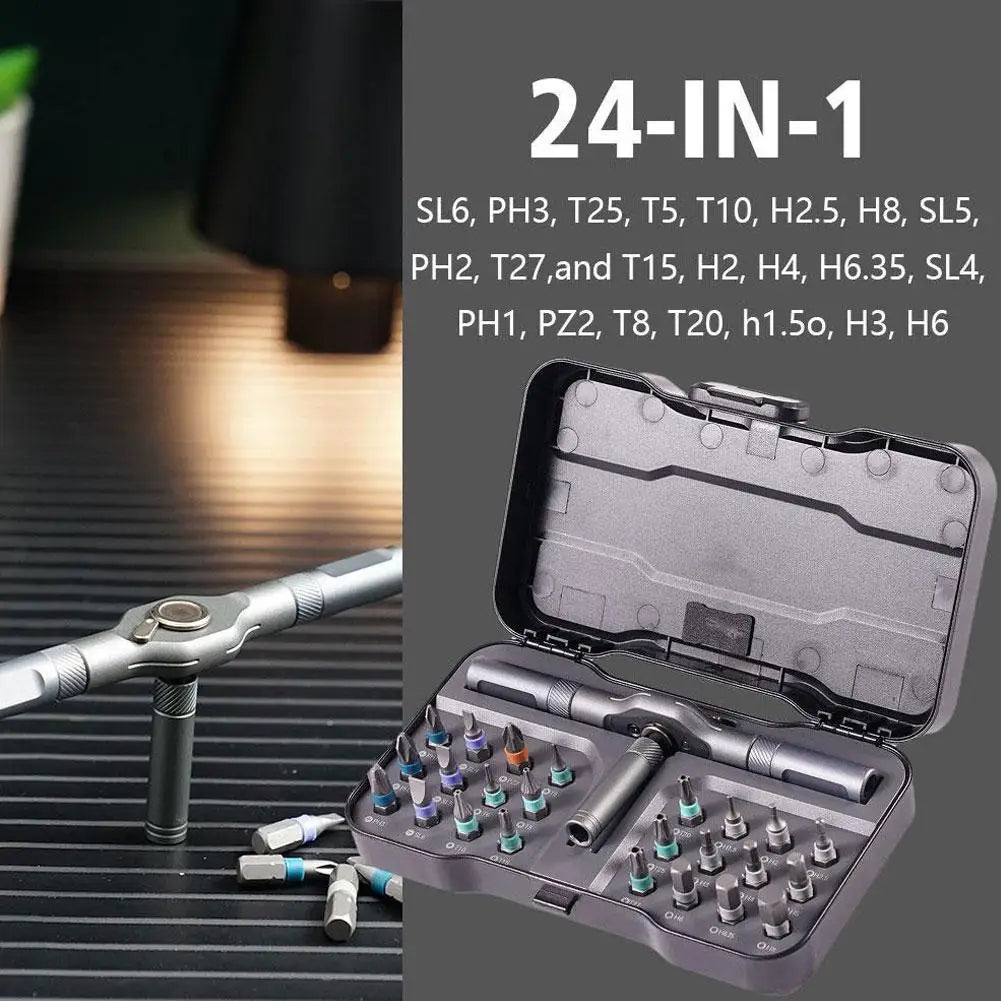 24-in-1 Magnetic Ratchet Screwdriver Set | DIY Home Repair Kit