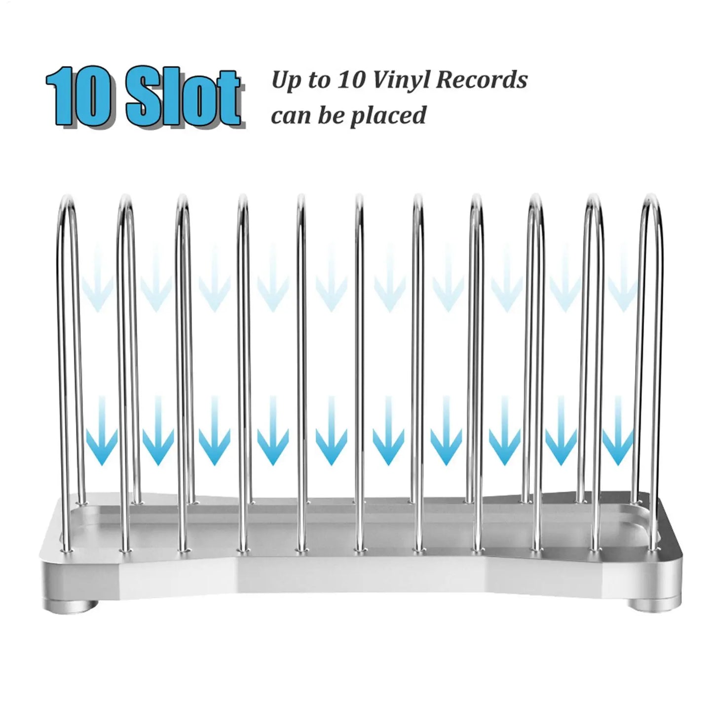 10-Slot Metal Record Holder & Desk Organizer | Modern Rack