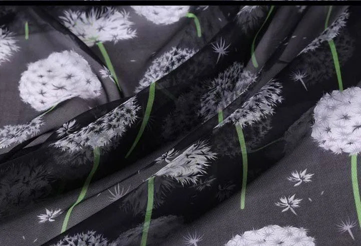 Dandelion Printed 100% Silk Chiffon Fabric 138cm | Dress Material