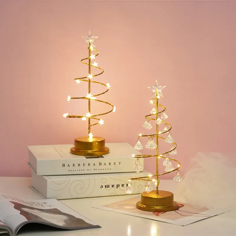 Led Desk Table Lamp Christmas Tree Spiral Crystal Light Xmas Glass Ball Decoration For Home Xmas Accessories Holiday Lighting Peaceful Pleasures Health and Wellness