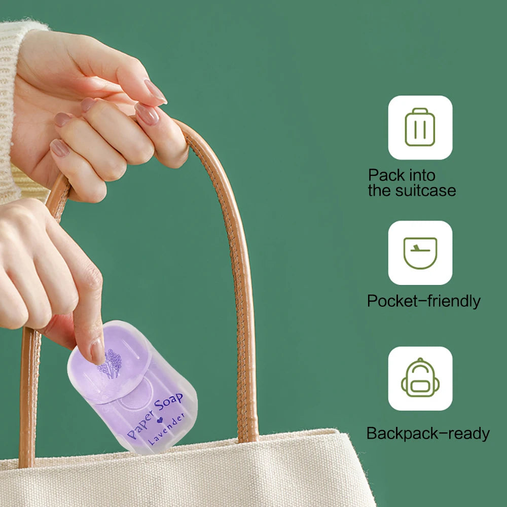 Portable Hand Soap Sheets for Travel | Dissolving Cleanser Wipes | Alcohol-Free | On-the-Go 50 sheets/box Peaceful Pleasures Health and Wellness