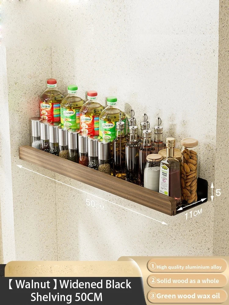 Wall Mounted Solid Wood Spice Rack | Kitchen Seasoning Organizer