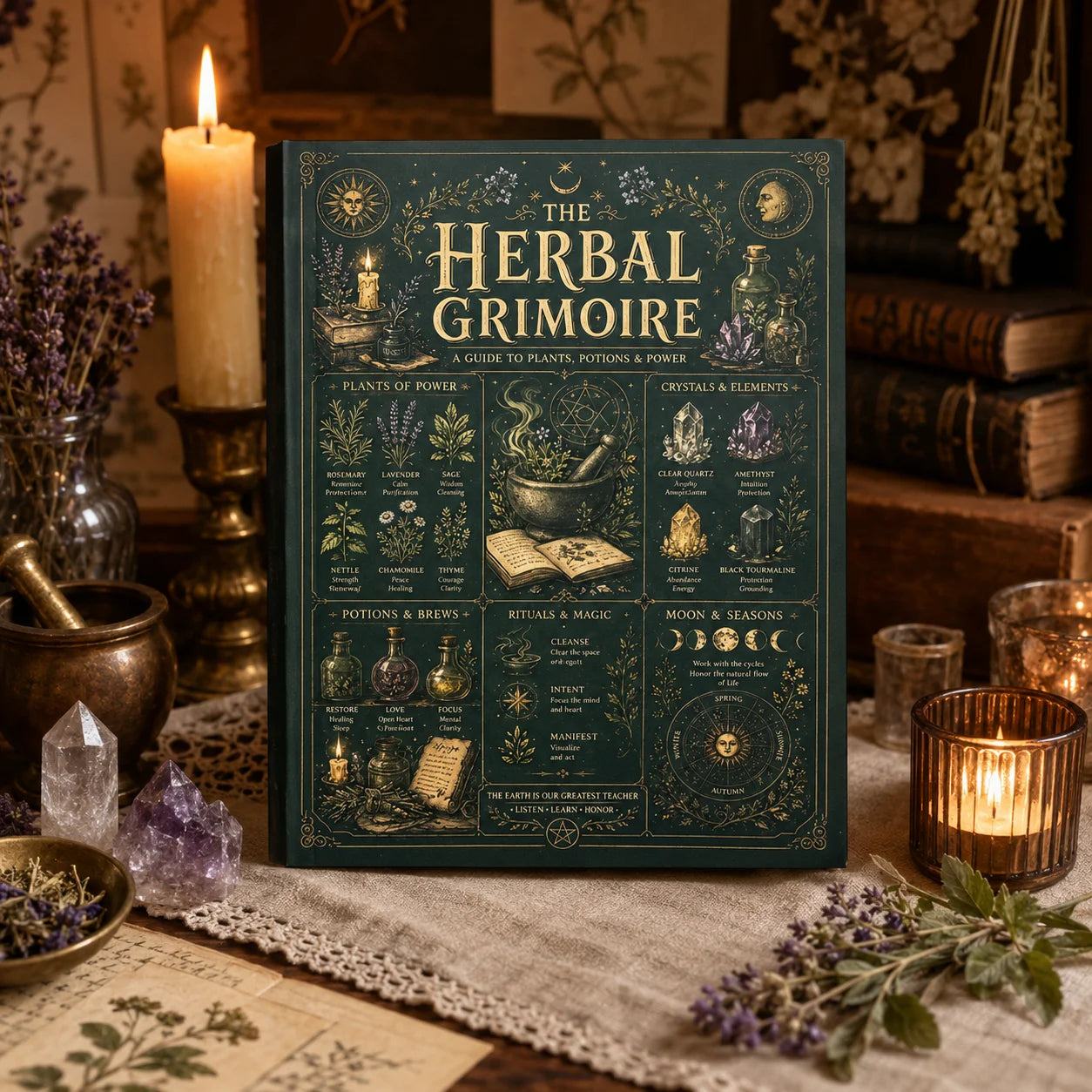 Herbal Grimoire Guide Plants Potions Power Natural Witchcraft Book
