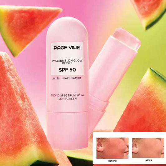 Watermelon Niacinamide High Gloss Sunscreen Stick Spf50++++ Moisturizing Brightening Portable Face Body Sunscreen Facial Care Peaceful Pleasures Health and Wellness