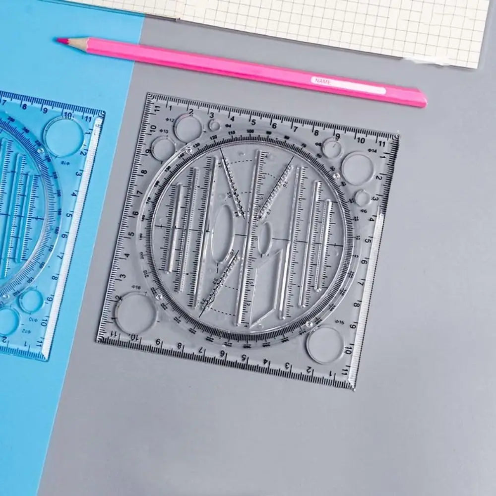Protractor Geometry Drawing Ruler Transparent Multi-Functional Rotatable Ruler 3D Scale Educational Circle Drafting Ruler Peaceful Pleasures Health and Wellness