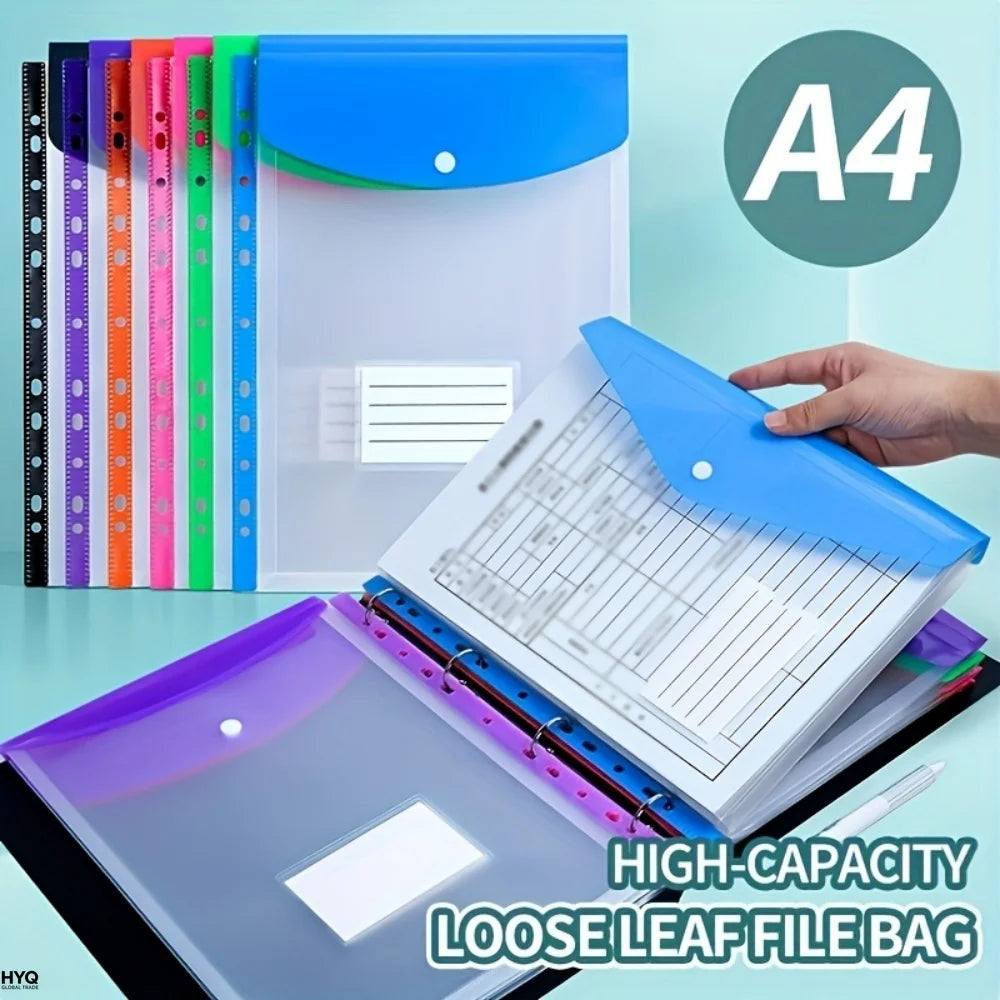 Plastic Envelope Adhesive Snaps 11 Holes File Folder Expansion Bag 2