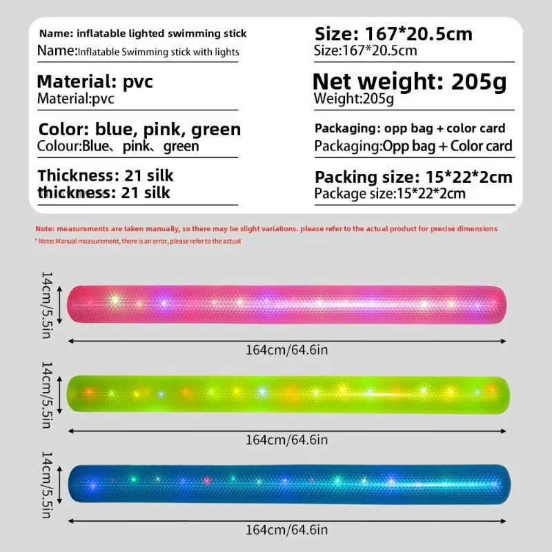 LED Light-Up Inflatable Pool Noodle Stick – Kids & Adults