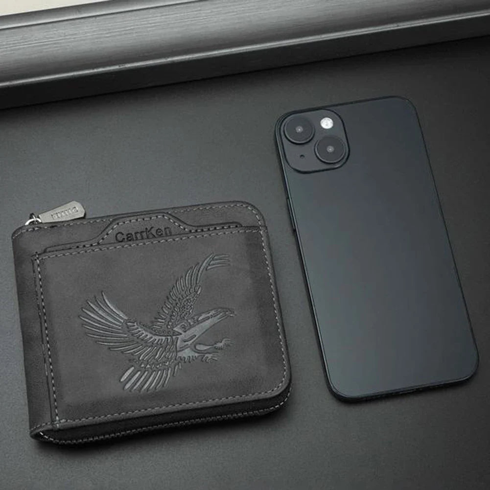 Men's Vintage Eagle-Embossed PU Leather Wallet | Multi Card Slot