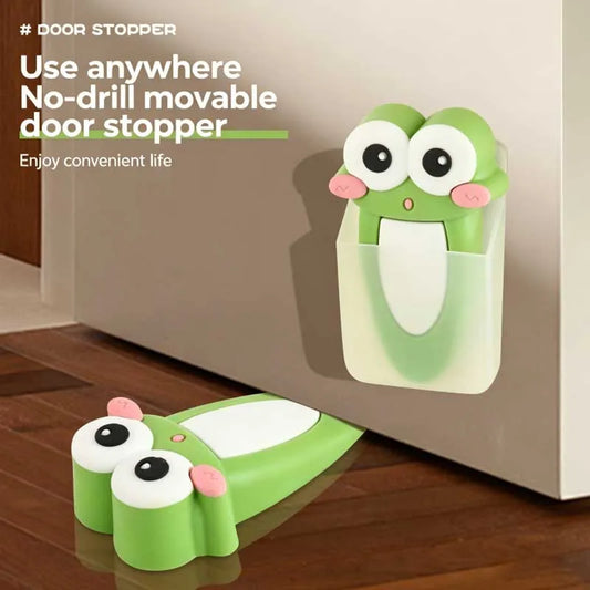 Cute Frog Non Perforated Door Stopper Barrier Storage Box Can Protect Peaceful Pleasures Health and Wellness