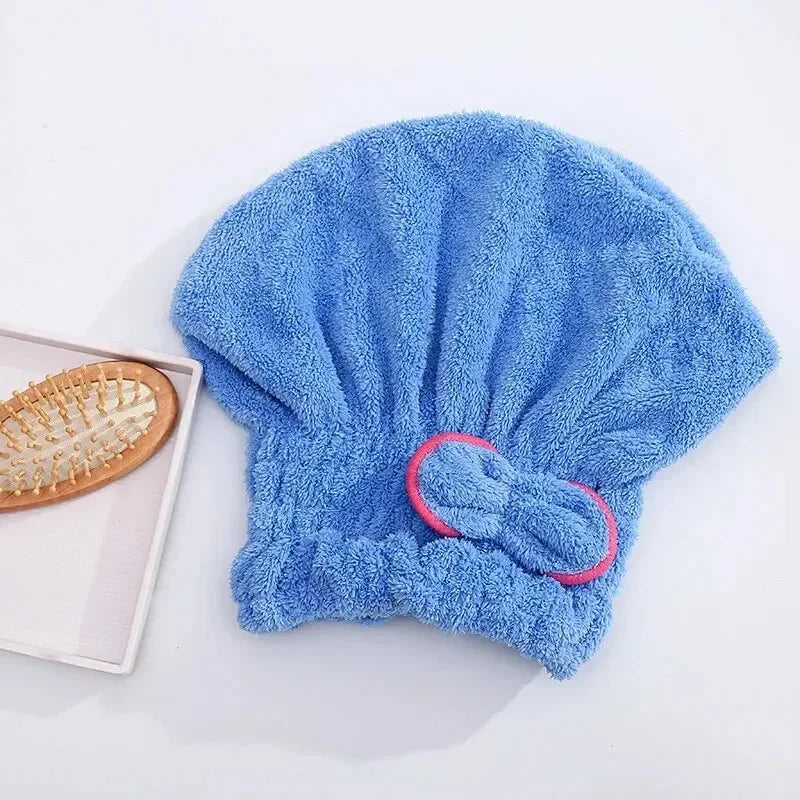 Microfibre Quick-Dry Hair Towel Wrap Cap with Bowknot | Women Hair Towel Wrap Cap Peaceful Pleasures Health and Wellness