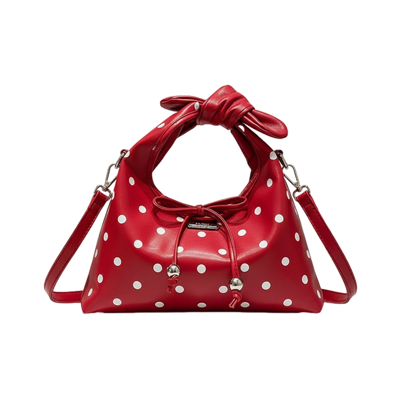 Korean Style Polka Dot Handbag With Shiny Leather For Daily Use And Casual Outfits Peaceful Pleasures Health and Wellness Red