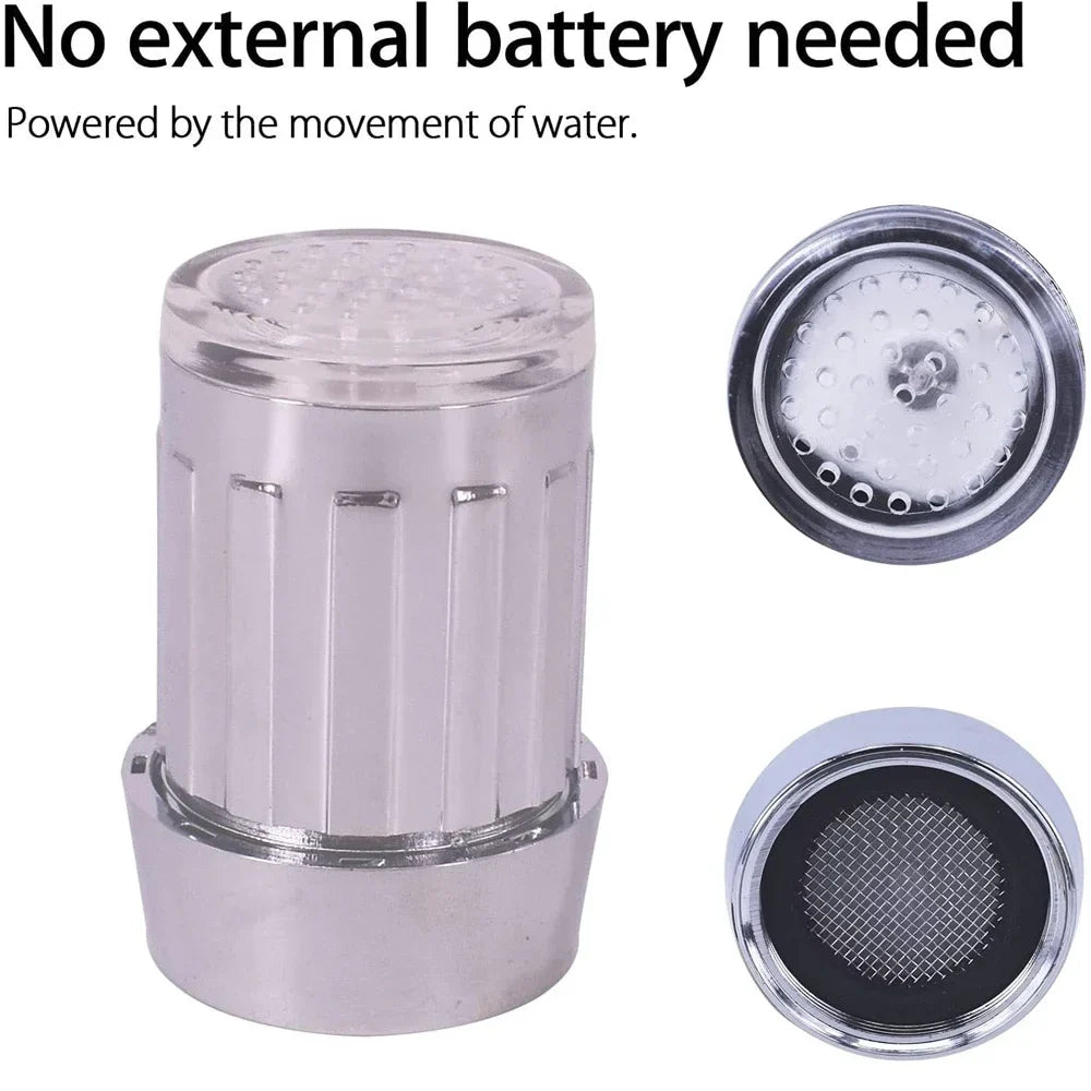 3-Color LED Faucet Aerator – Auto Color-Changing Glow Tap Nozzle